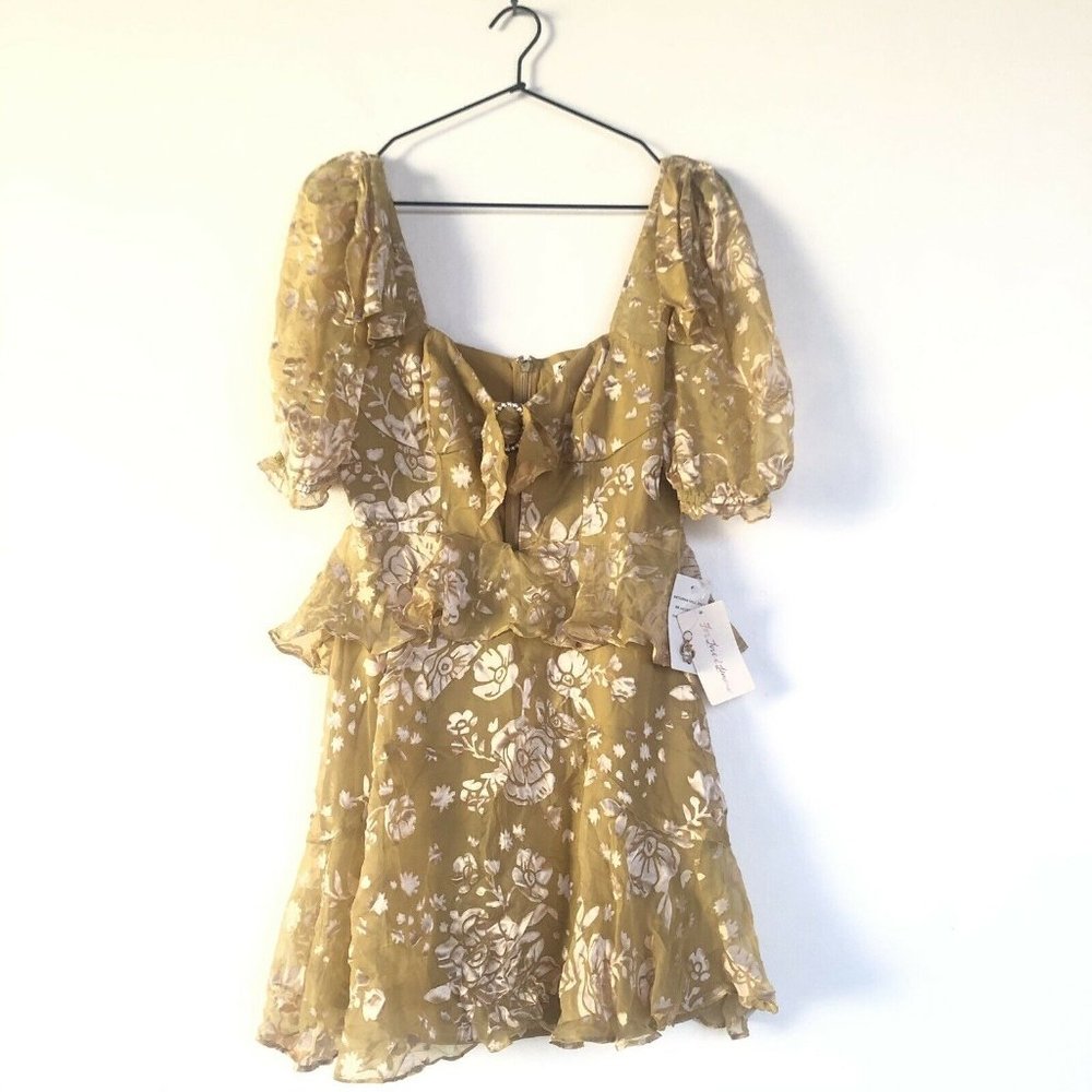 For Love & Lemons Cosmo Mini Dress Mustard Yellow - Picture 2 of 8